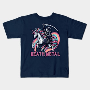 Death Metal Unicorn With Reaper Kids T-Shirt